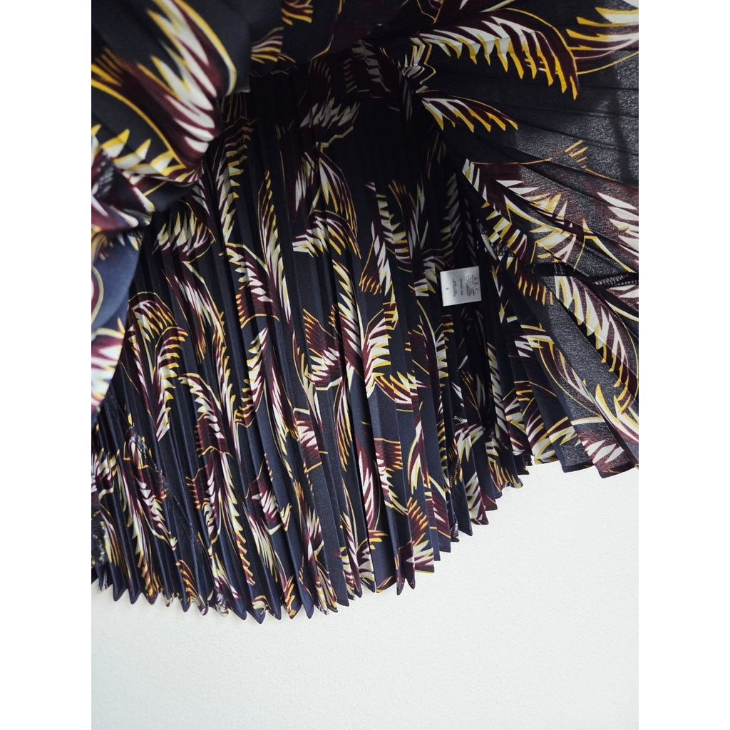 A.L.C. Silk Dress 0 XS Small Rory Accordion Pleated Skirt Long Slit Sleeves