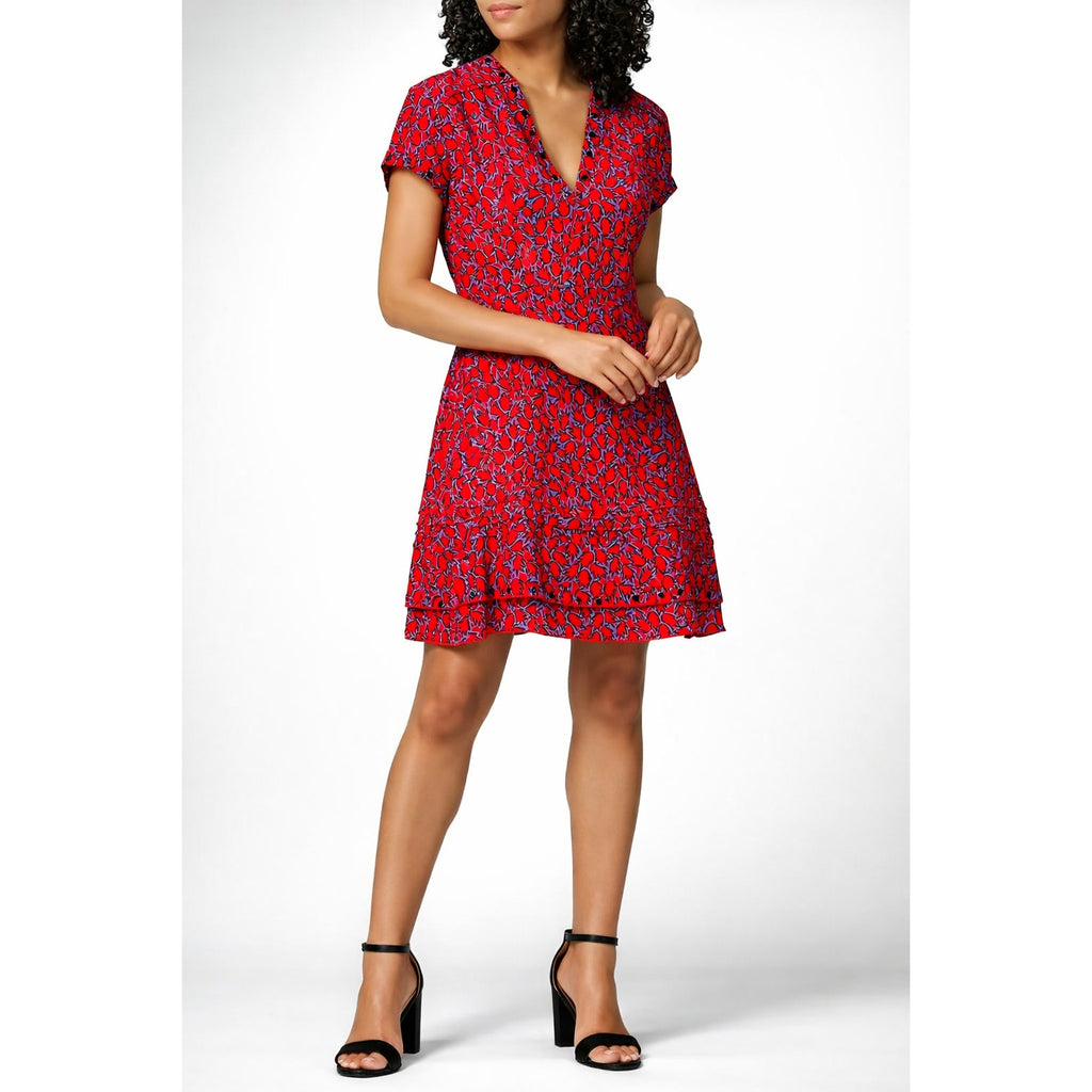 Derek Lam 10 Crosby Red Purple Silk-Blend Mini Dress Size 2
