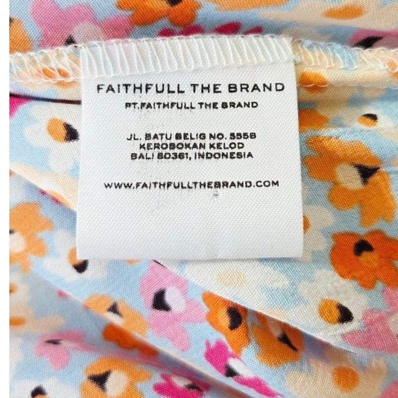Faithfull The Brand Daphne Mini Dress XS 2 Turnesol Floral Tie Sleeve Ruffle Hem