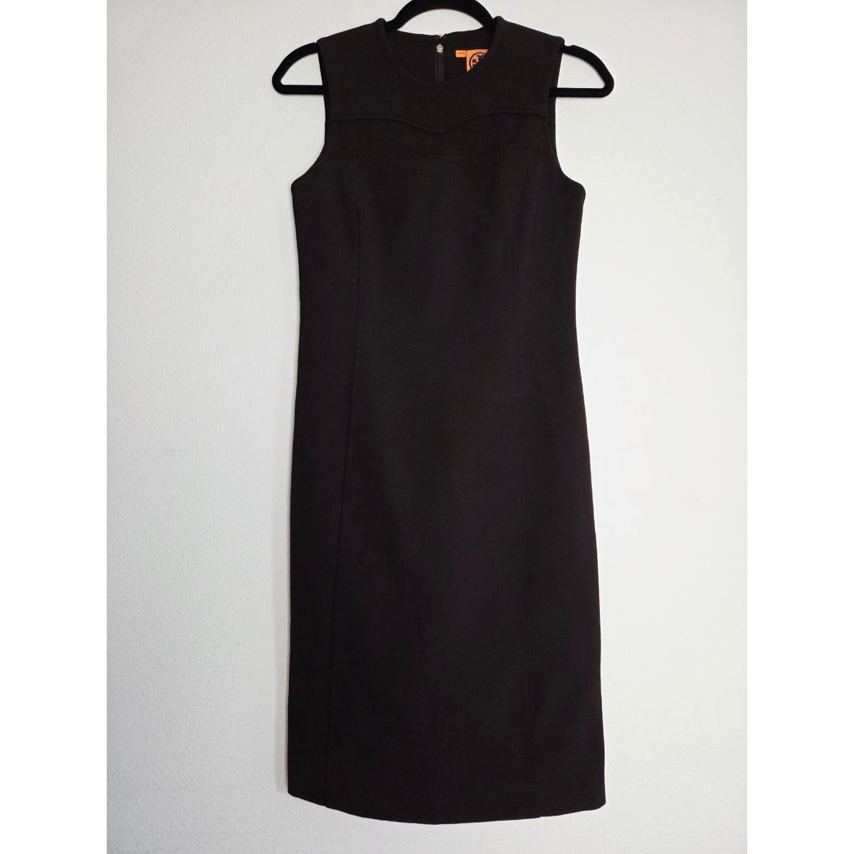 Tory Burch Wool Blend Sheath Dress 2 Small Dark Brown Sleeveless Knee Length