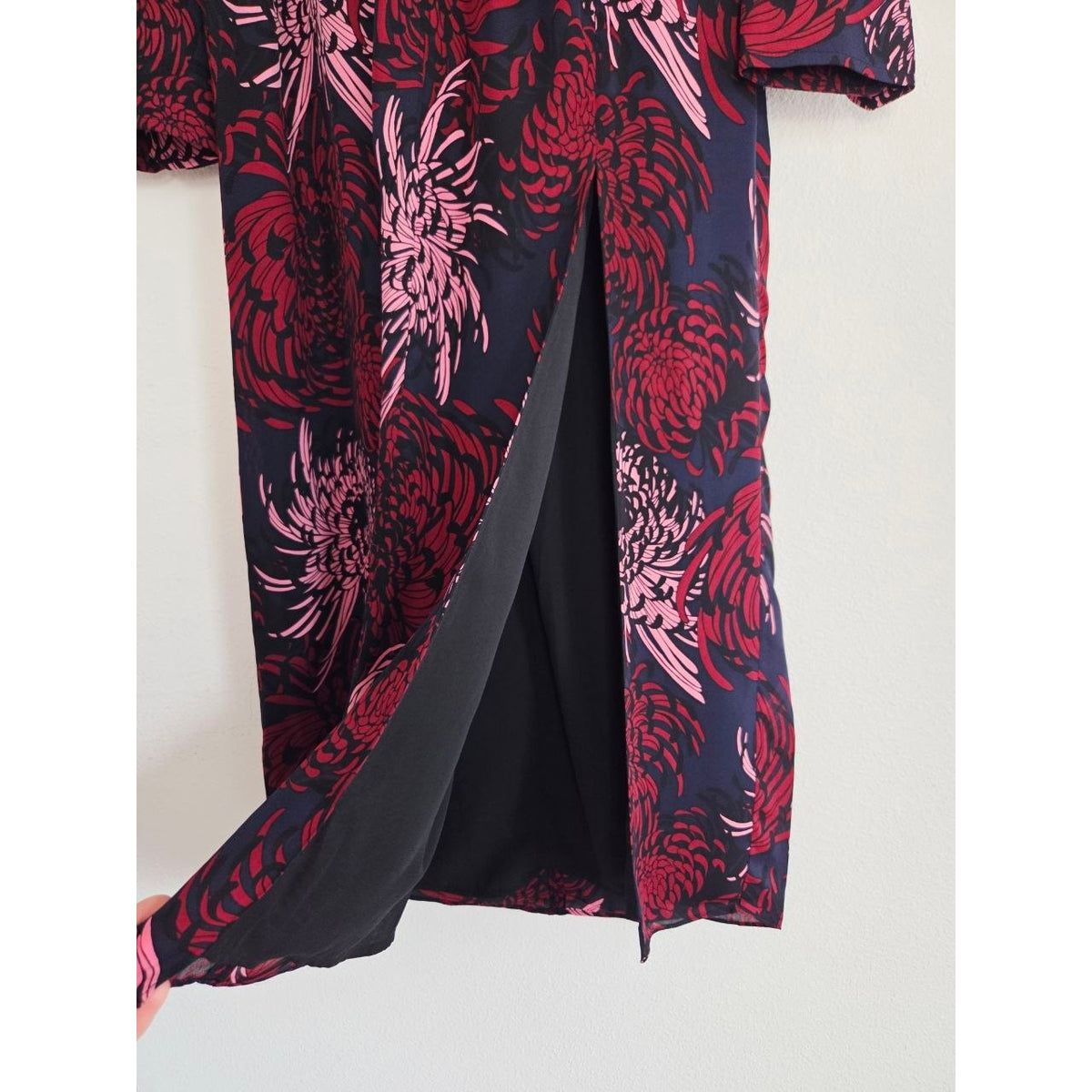 A.L.C. Bailey Silk Dress 0 XS Floral Long Sleeve Midi Side Pocket Skirt Slit NWT
