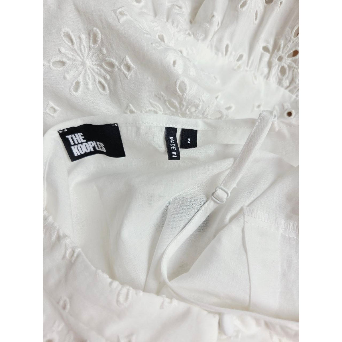 The Kooples White Eyelet Mini Dress 6 Medium EU 38 Bridal Broderie Anglaise Cotton