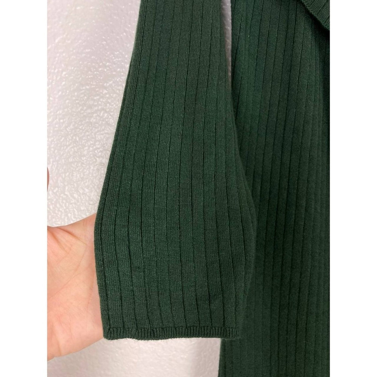 Stretchy Knit Off Shoulder Midi Dress Plus 2X Forest Green Ribbed Long Sleeves