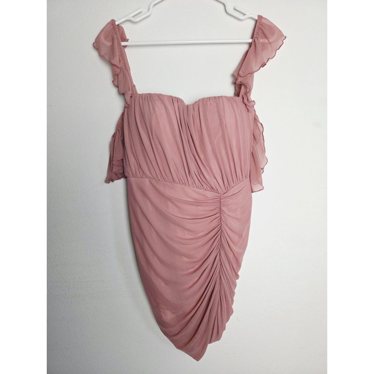 Michael Costello REVOLVE Mini Dress Medium Muted Pink Cold Shoulder Draped Micah