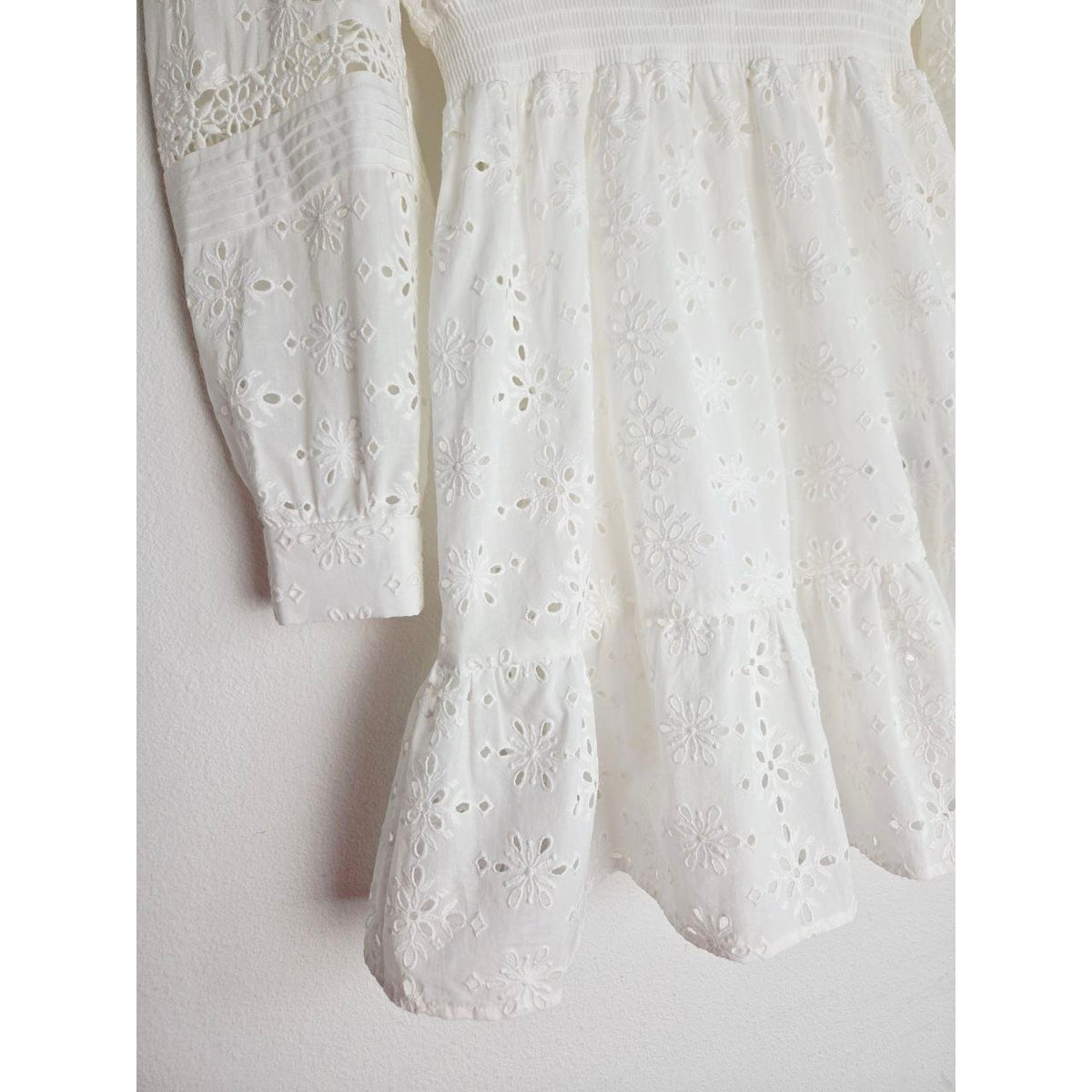 The Kooples White Eyelet Mini Dress 6 Medium EU 38 Bridal Broderie Anglaise Cotton