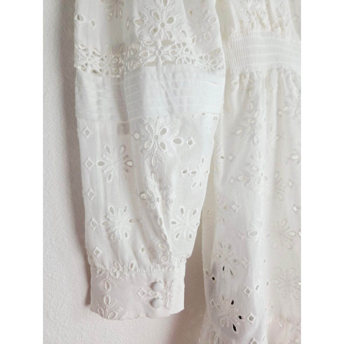 The Kooples White Eyelet Mini Dress 6 Medium EU 38 Bridal Broderie Anglaise Cotton