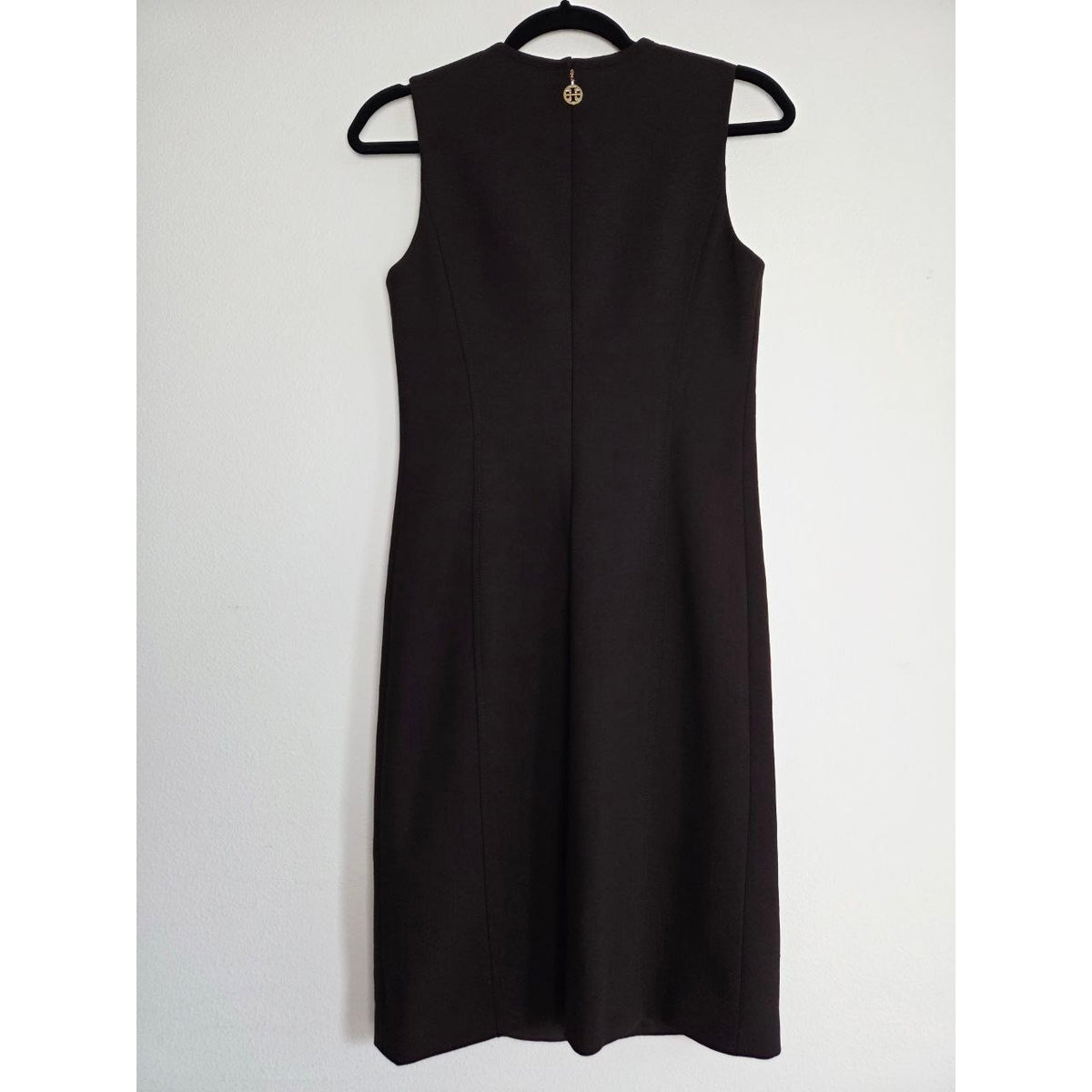 Tory Burch Wool Blend Sheath Dress 2 Small Dark Brown Sleeveless Knee Length