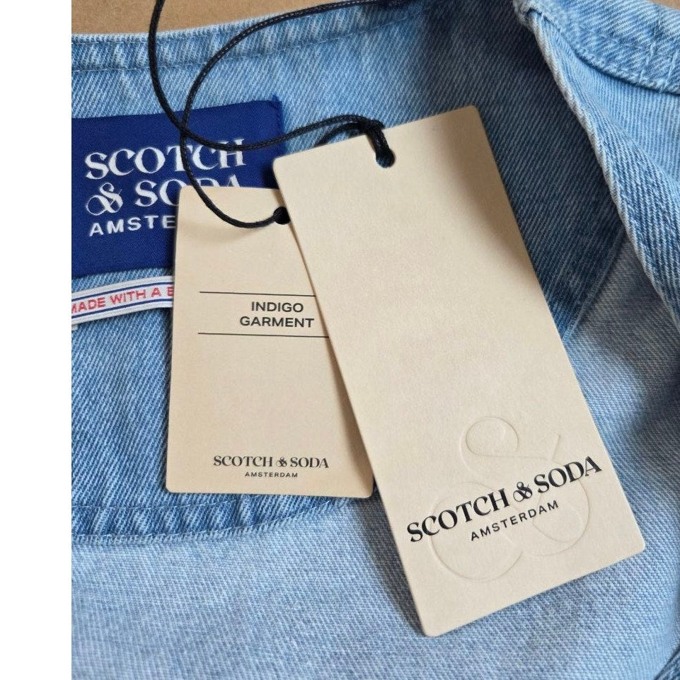 Scotch & Soda Denim Dress XS Blue Belted Self Tie Pockets Zipper Mini