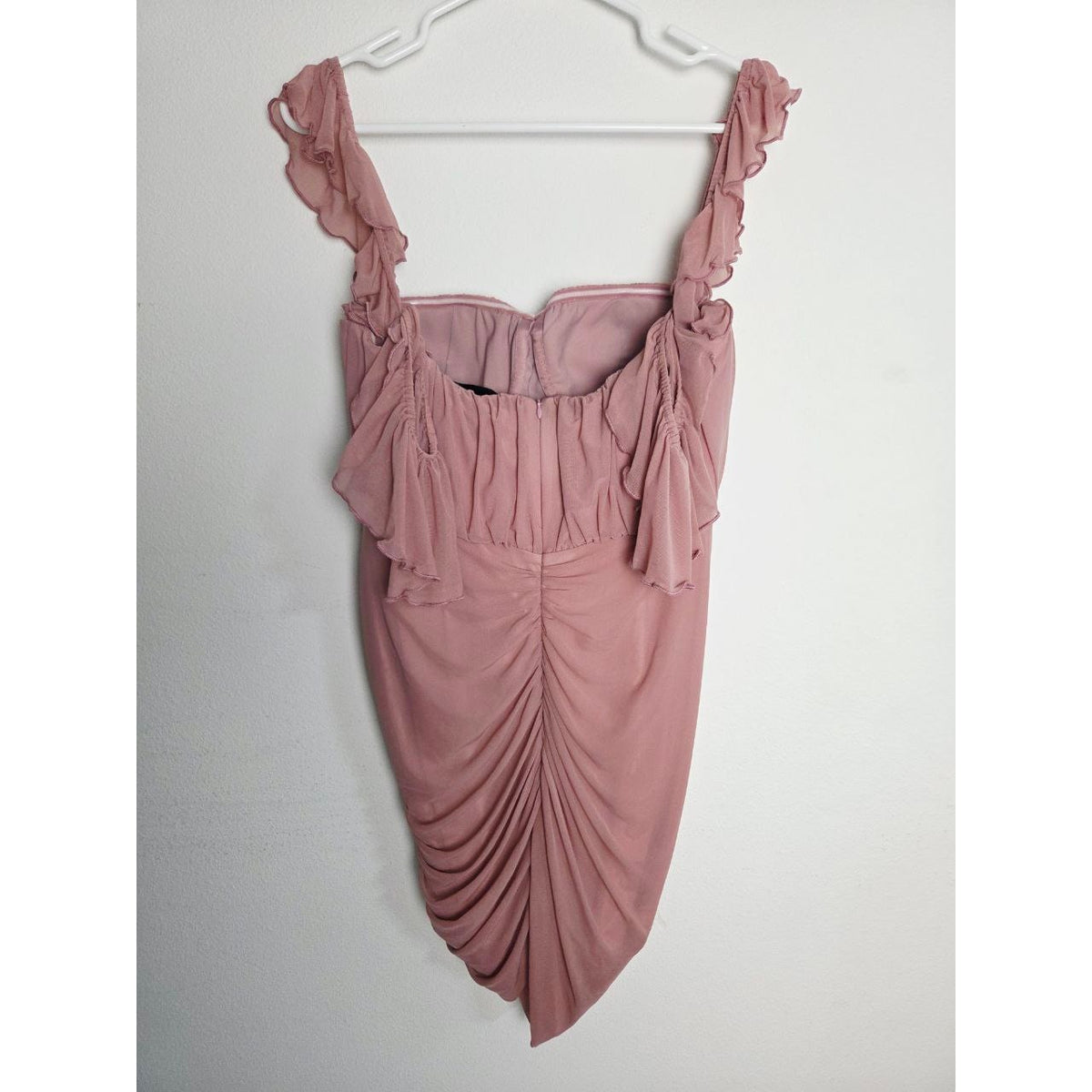 Michael Costello REVOLVE Mini Dress Medium Muted Pink Cold Shoulder Draped Micah