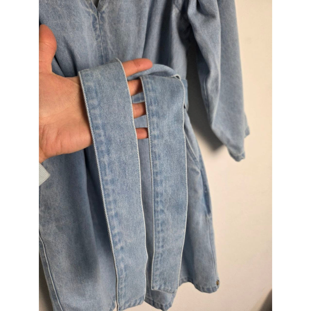 Scotch & Soda Denim Dress XS Blue Belted Self Tie Pockets Zipper Mini