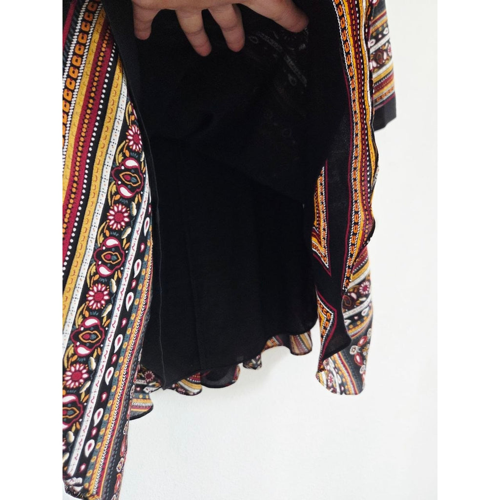 A.L.C. Silk Dress 0 XS Vicky Mini Long Sleeves Scarf Print Asymmetrical Hem Boho
