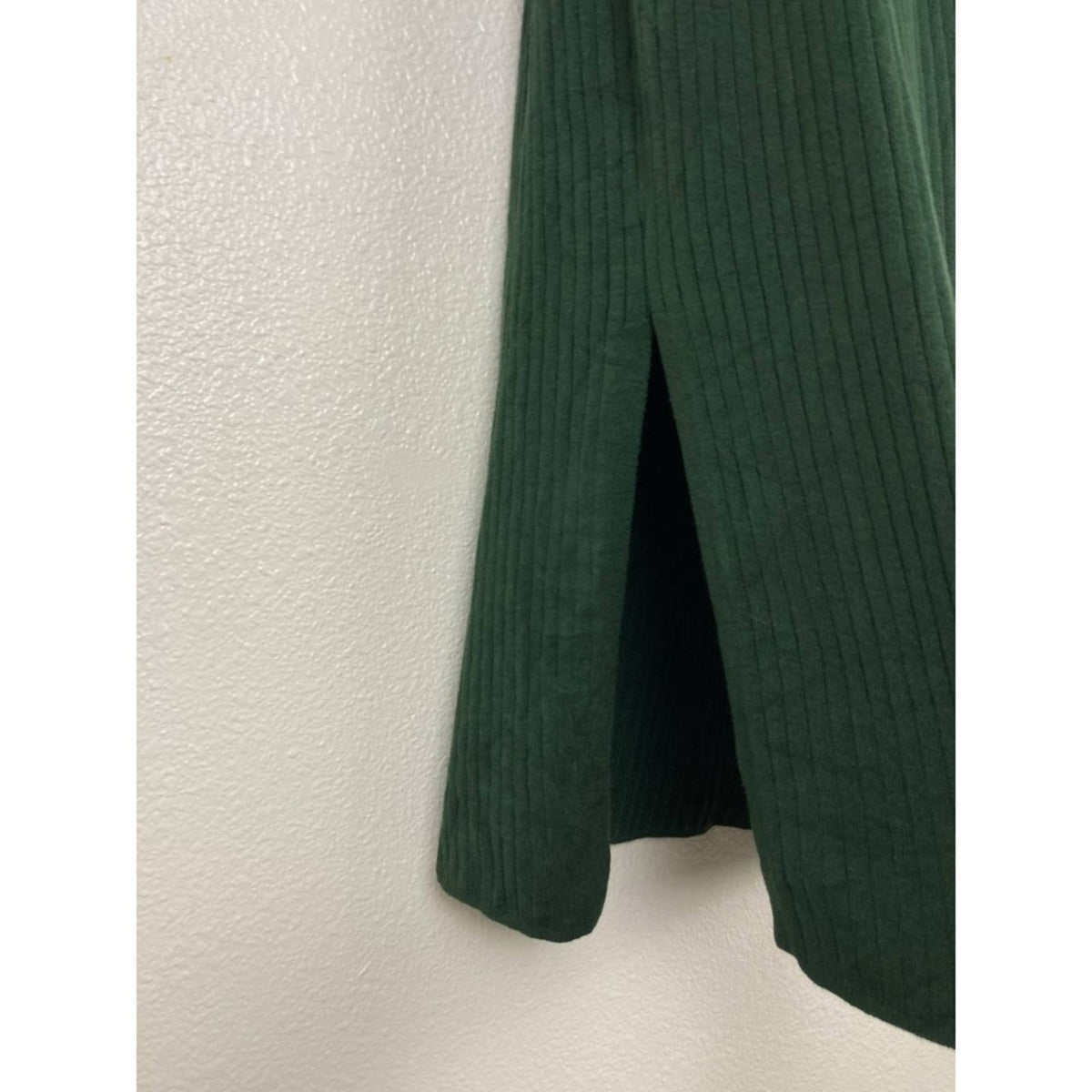 Stretchy Knit Off Shoulder Midi Dress Plus 2X Forest Green Ribbed Long Sleeves