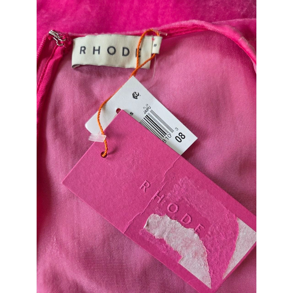 Rhode Pia Dress 8 Medium Bubblegum Pink Jaipur Velvet Ruched Mini Dress