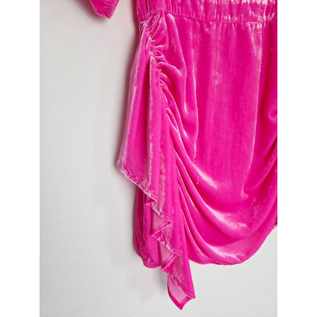 Rhode Pia Dress 8 Medium Bubblegum Pink Jaipur Velvet Ruched Mini Dress