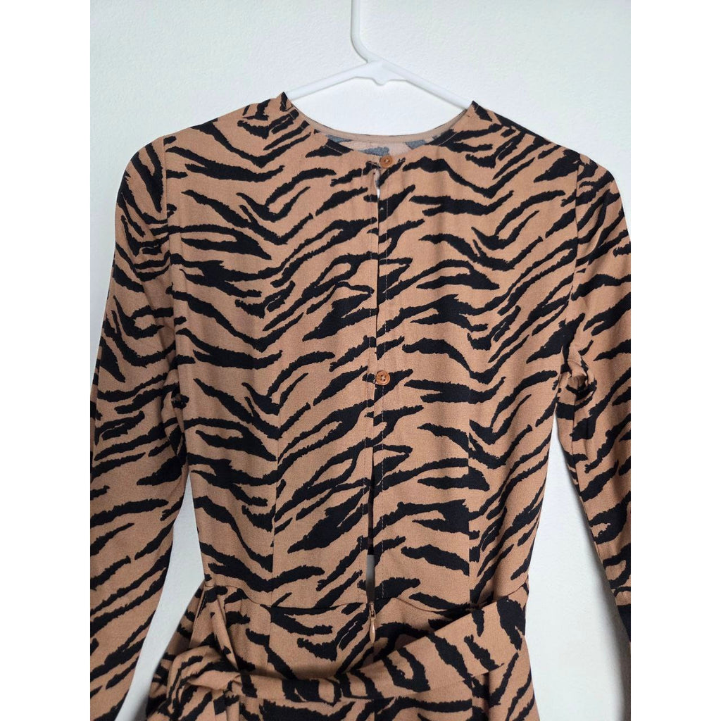 Reformation Midi Dress 2 XS Maurita Rajah Tiger Print Cutout Wrap Tie NWT