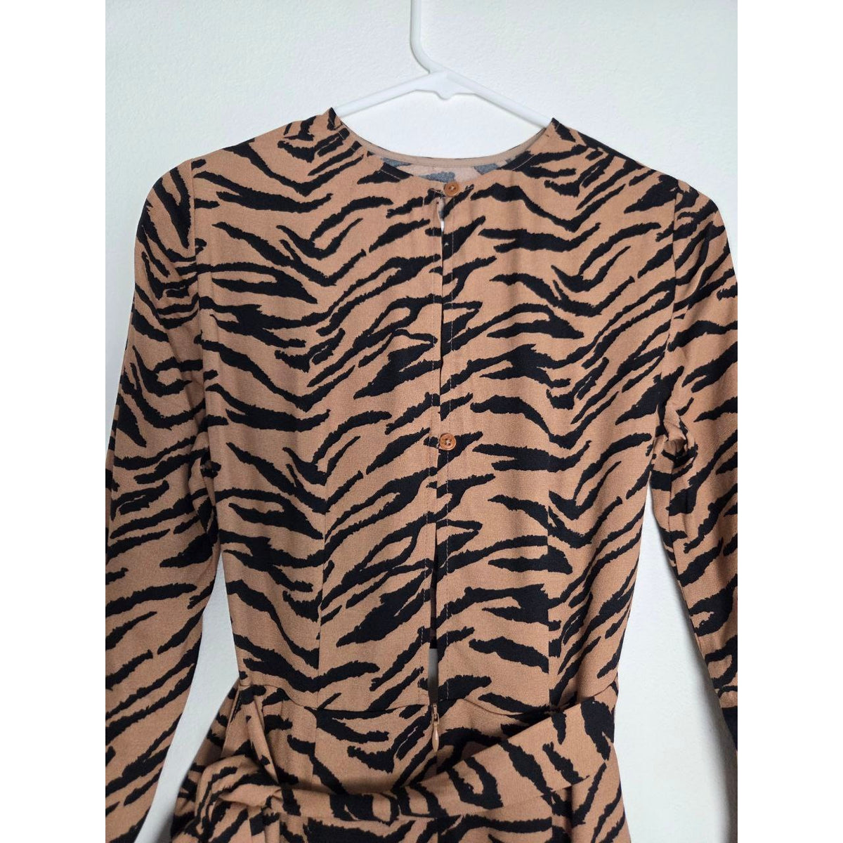 Reformation Midi Dress 2 XS Maurita Rajah Tiger Print Cutout Wrap Tie NWT