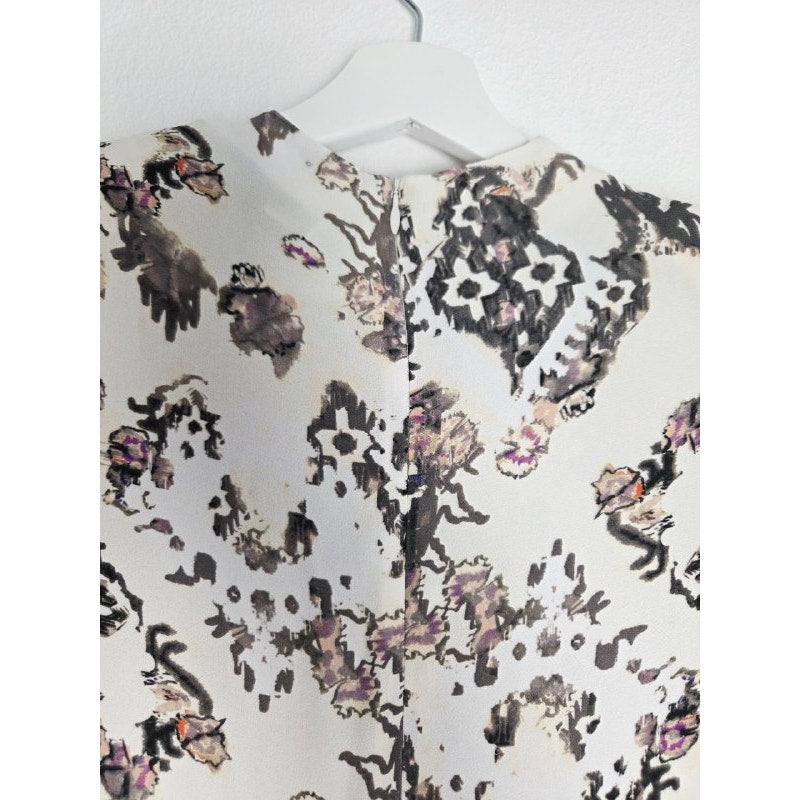IRO Paris Satyan Dress 0 XXS FR 32 Ivory Shoulder Pads Asymmetric Abstract Floral