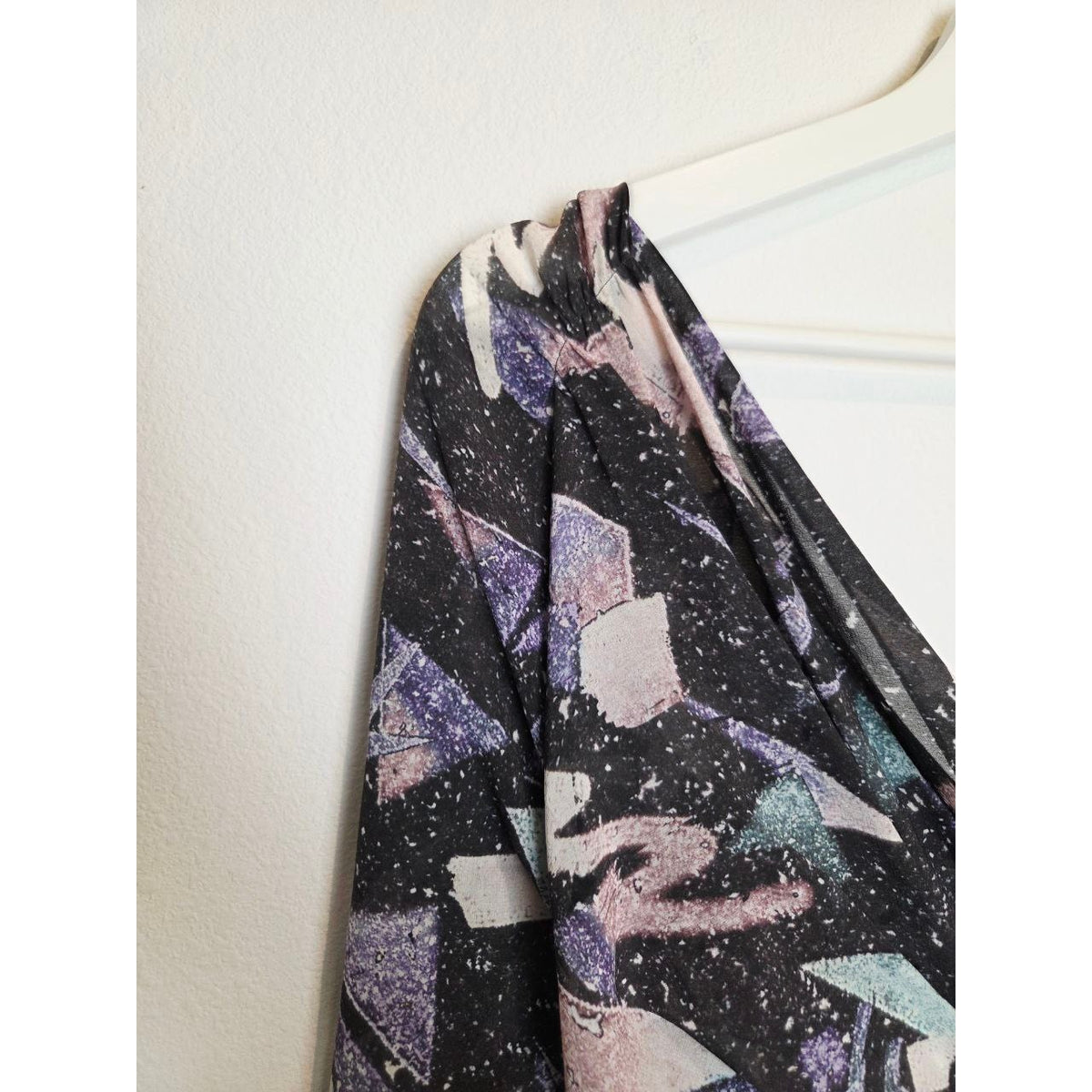 IRO Adecruz Silk Mini Dress XS 2 FR 34 Ruched Long Sleeve Abstract Print NWT
