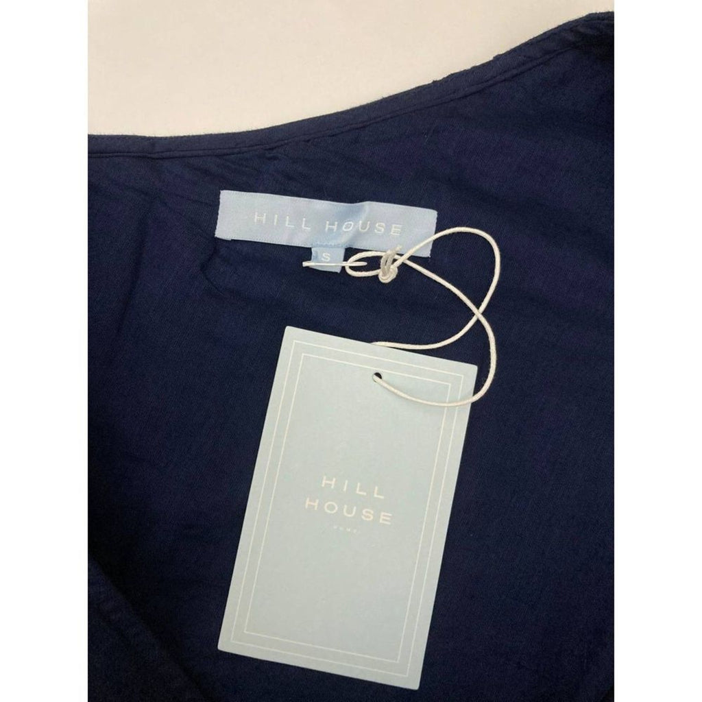 Hill House Linen One Shoulder Dress Small Navy Blue Mila Scalloped Mini