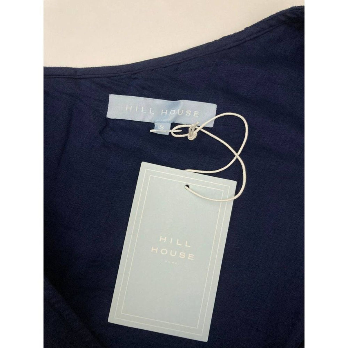 Hill House Linen One Shoulder Dress Small Navy Blue Mila Scalloped Mini