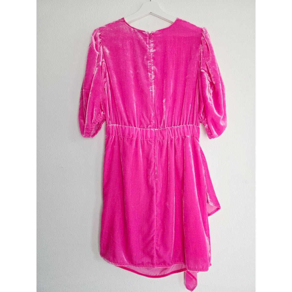 Rhode Pia Dress 8 Medium Bubblegum Pink Jaipur Velvet Ruched Mini Dress