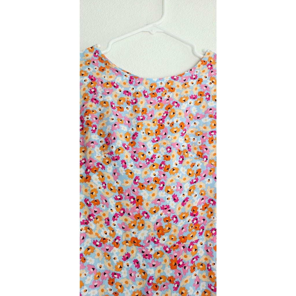 Faithfull The Brand Daphne Mini Dress XS 2 Turnesol Floral Tie Sleeve Ruffle Hem
