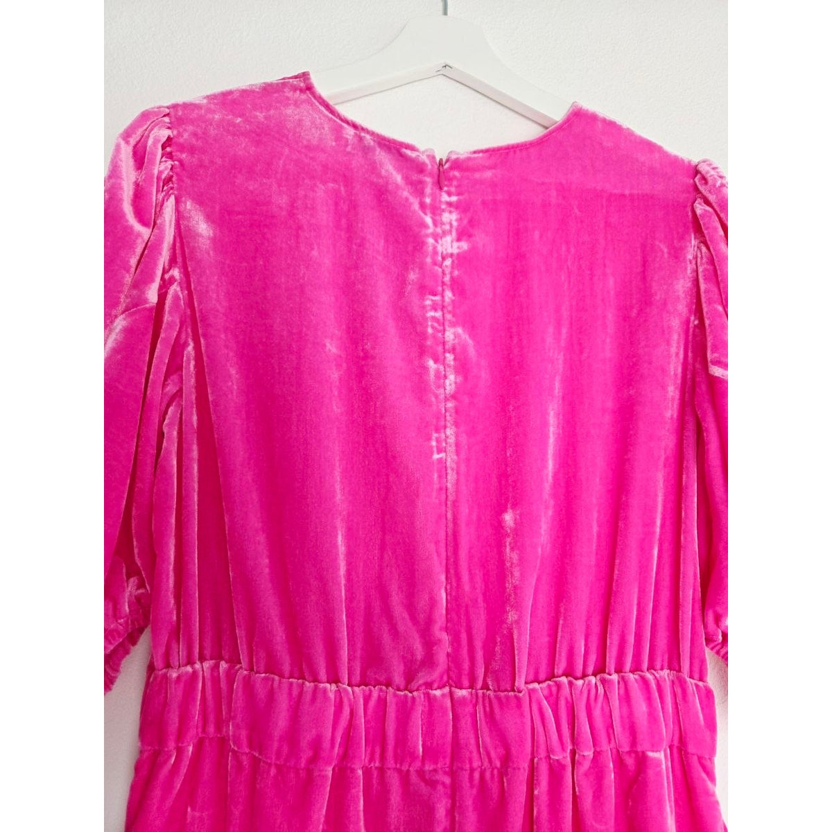Rhode Pia Dress 8 Medium Bubblegum Pink Jaipur Velvet Ruched Mini Dress