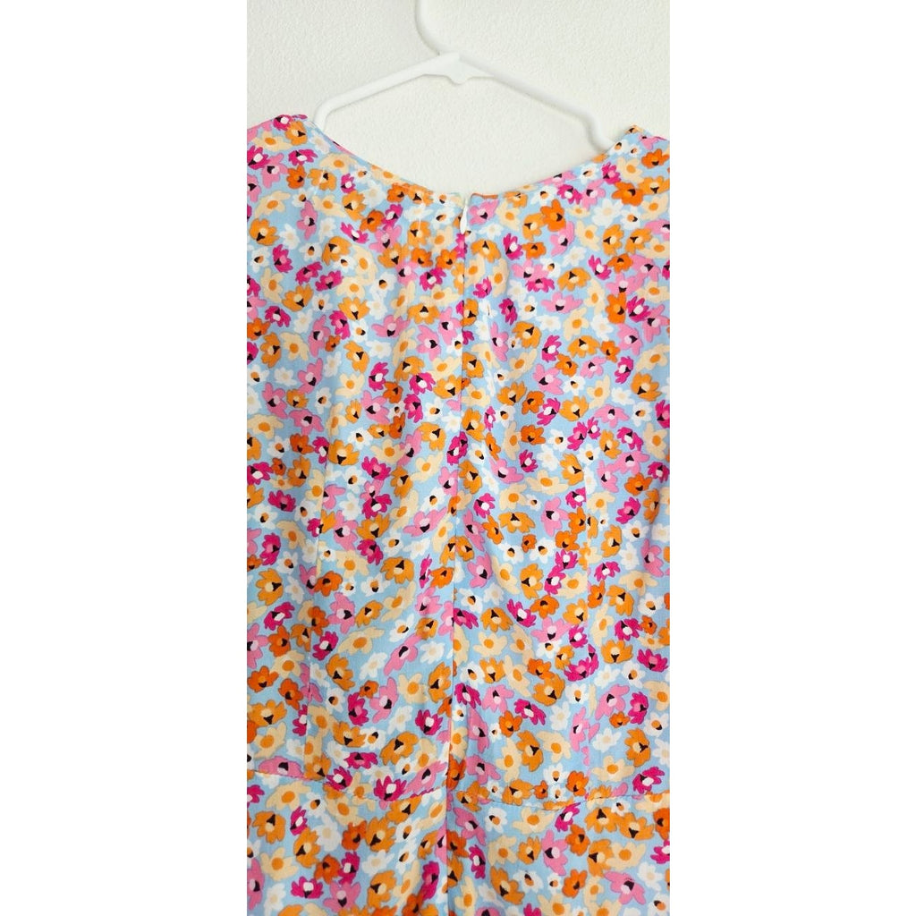 Faithfull The Brand Daphne Mini Dress XS 2 Turnesol Floral Tie Sleeve Ruffle Hem