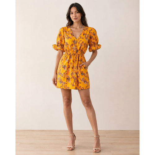 A.L.C. Mia Yellow Paisley Cotton Mini Dress Size 0